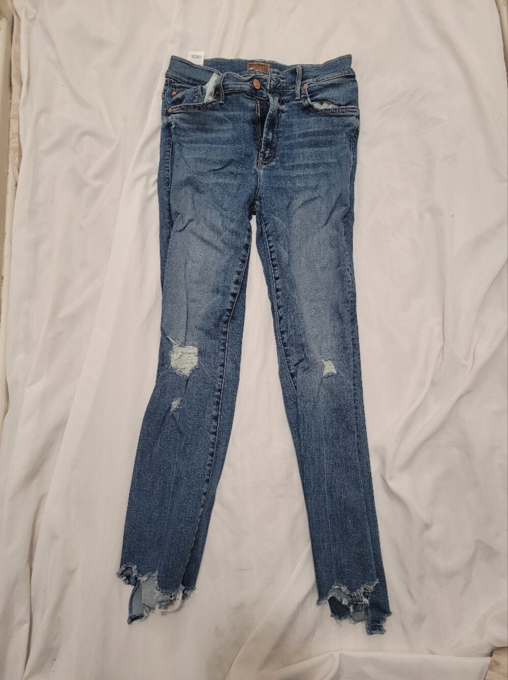 MOTHER Light Blue Distressed Skinny Jeans